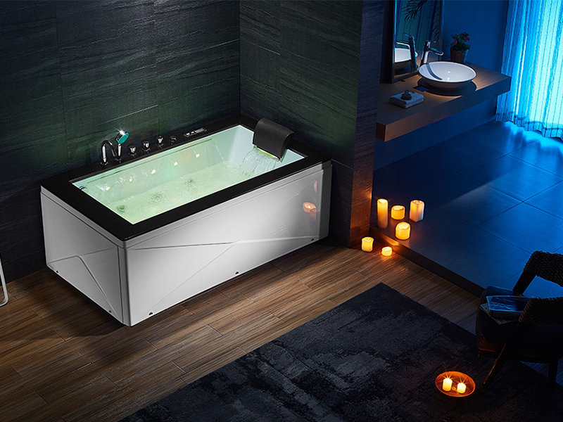 Acrylic Waterfall Jacuzzis Indoor for 1 person Wood Surface i(With 3-Side Skirts)