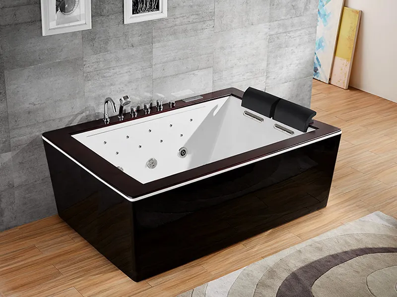 Acrylic Waterfall Jacuzzis With Wood Surface Indoor for 2 person