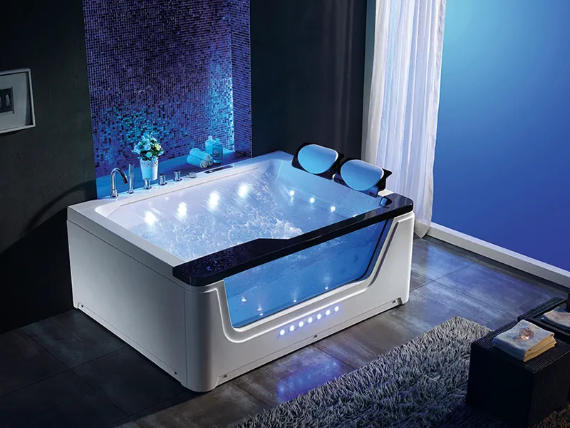 Luxury Acrylic Glass Waterfall Jacuzzis Indoor Spa Tub For 2 Person