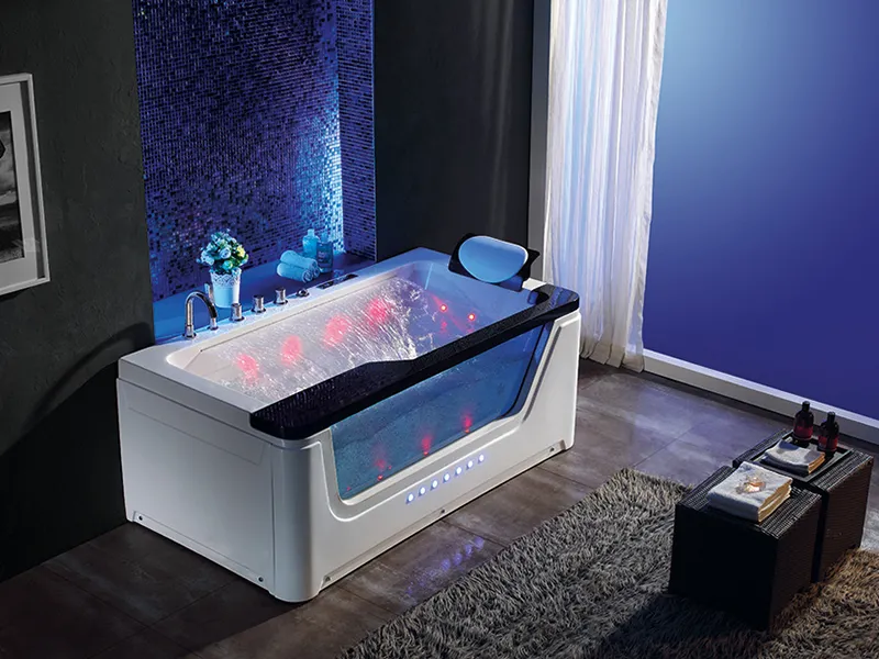Luxury Acrylic Waterfall Jacuzzis Indoor Spa Tub for 1 Person