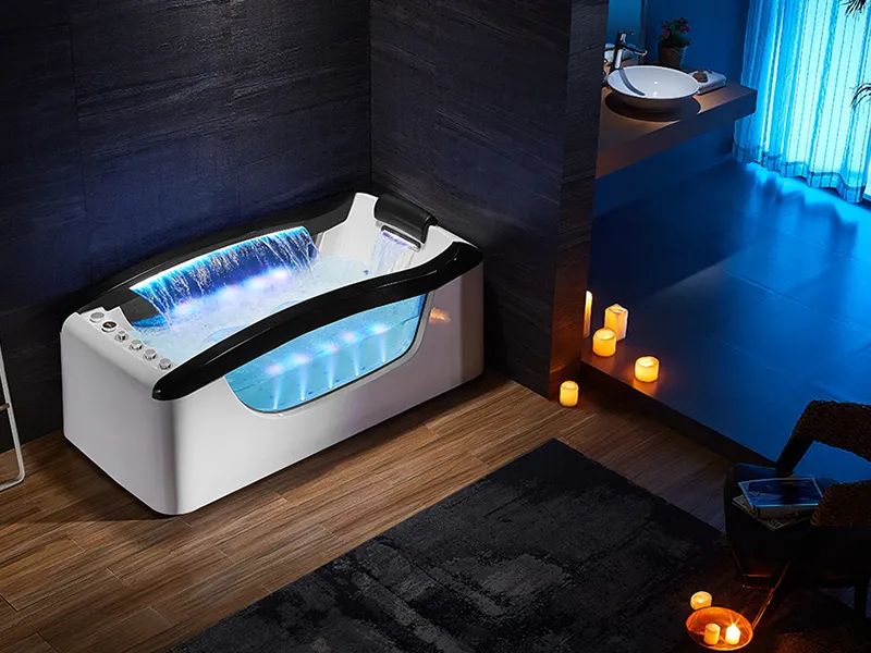 Luxury Acrylic Waterfall Jacuzzis Indoor Spa Tub for 1 person