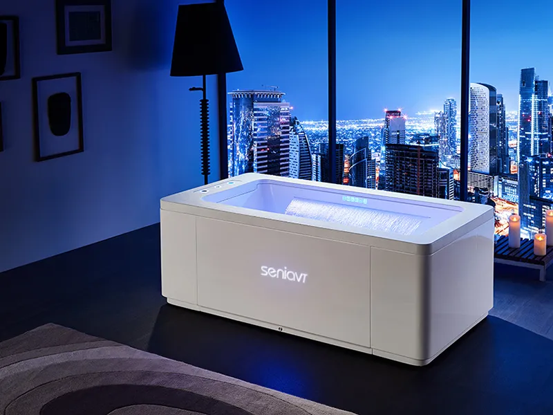 Luxury Acrylic Waterfall Jacuzzis With Ambient Lighting Indoor Spa Tub