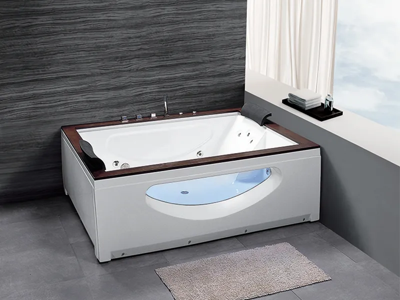 Acrylic Wood Surface Jacuzzis with Glass Panels for 2 person