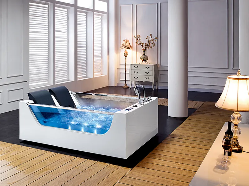 Acrylic Bubble Jacuzzis with Glass Panels Indoor Spa for 2 person