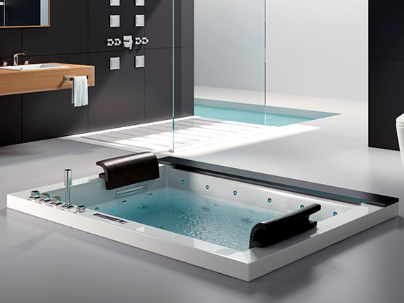 Luxury Acrylic Drop-In Waterfall Jacuzzis Indoor Spa Tub for 2 person