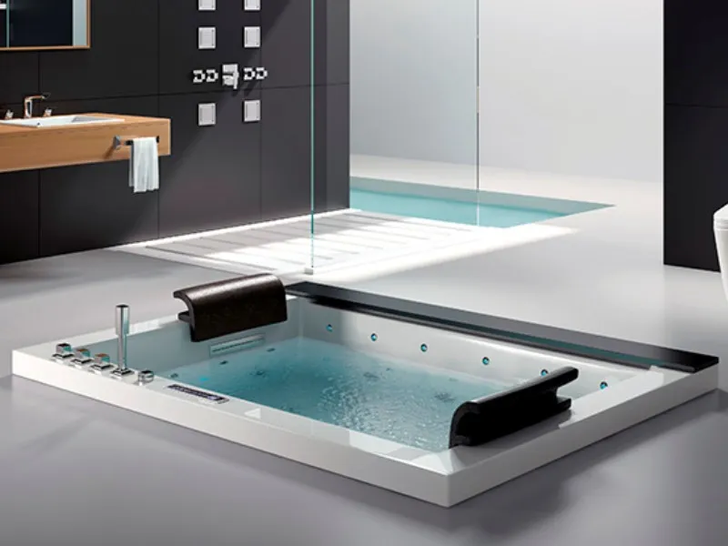 Luxury Acrylic Drop-In Waterfall Jacuzzis Indoor Spa Tub for 2 person