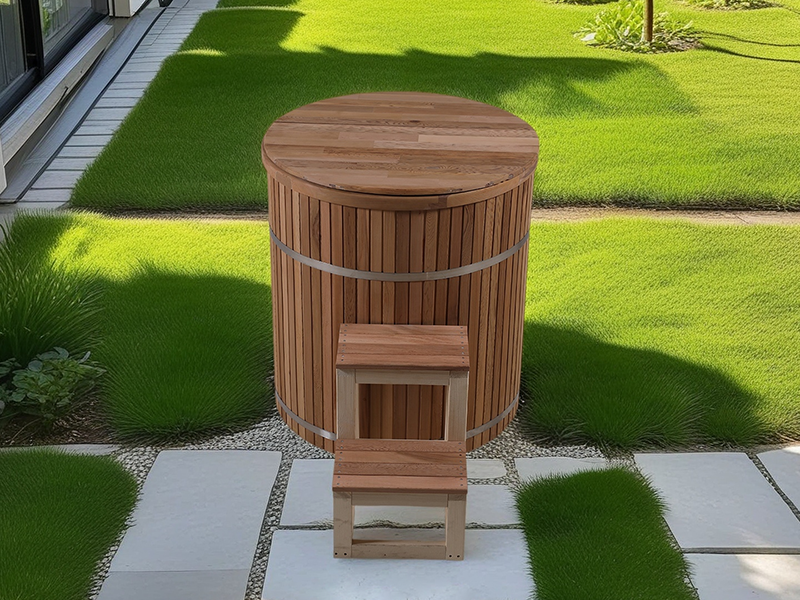 Wooden Barrel Ice Tub Cold Plunge Ice Bath Fitness Recovery Cold Plunge Wooden Tub With Stainless Steel Liner Ice Bath Tub