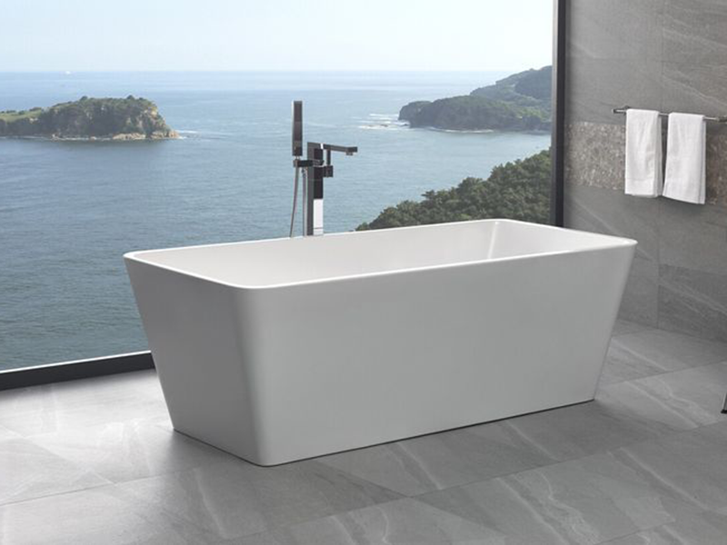 Customizable White Rectangle Shape Acrylic Freestanding Bathtub Classic Design Spa Bathrooms Whirlpools