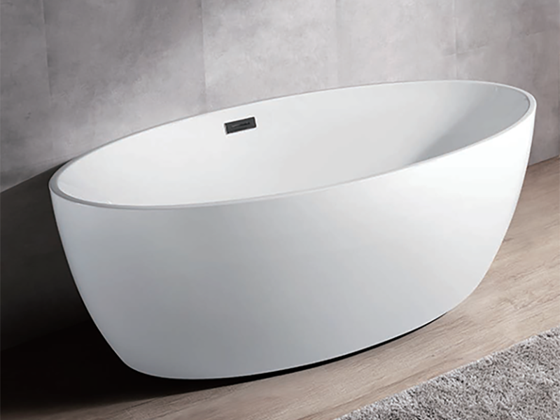 Hot Selling Oval Acrylic Indoor Whirlpool Bathtub Free-Standing with Massage Function & Drainer Easy Installation