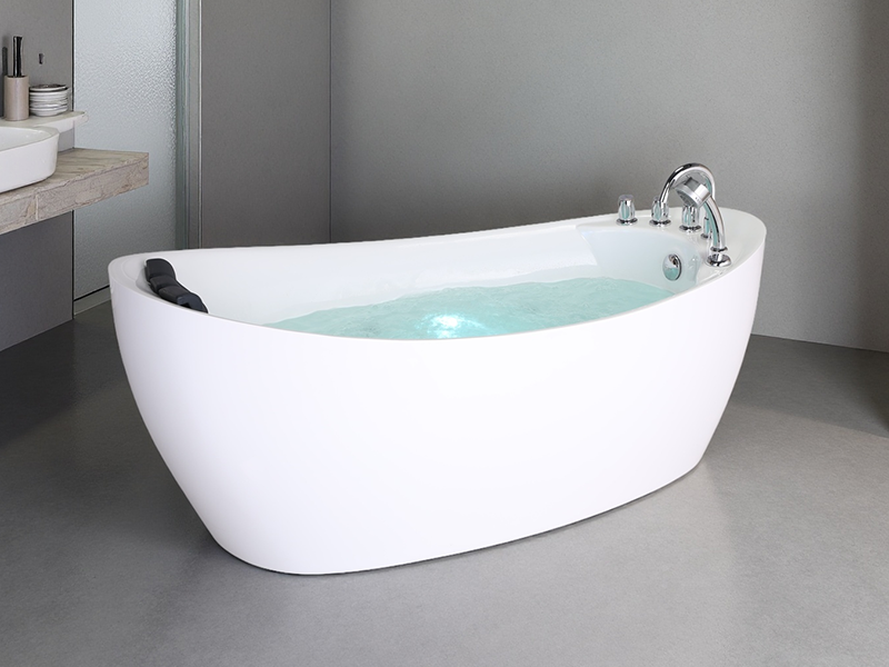 Modern Freestanding White Bathtub with Whirlpool Features for Indoor & Outdoor for Hotel Villa or Apartment Design