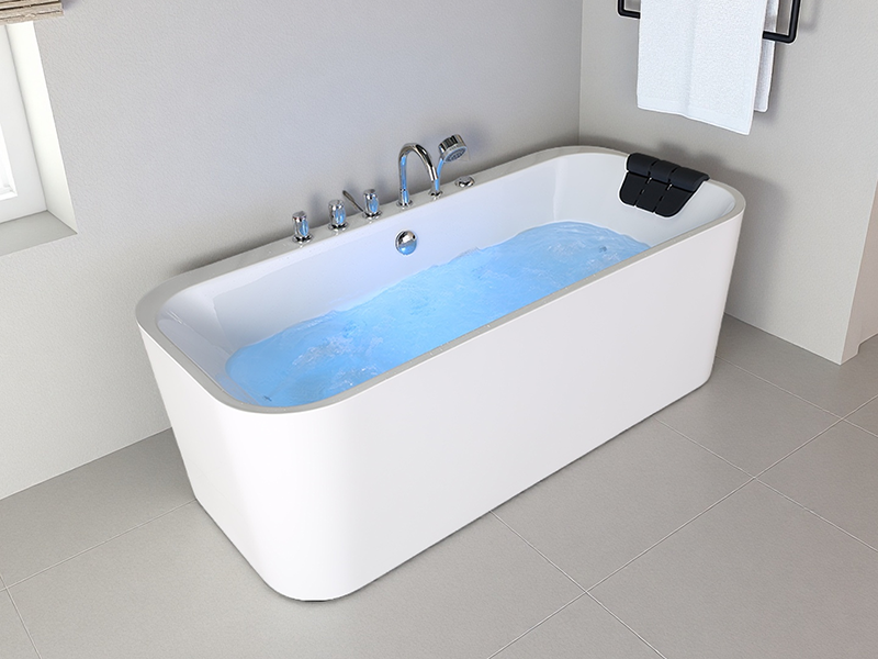 Contemporary Aquamarine Acrylic Freestanding Bathtub Modern Design for Indoor Installation for Modern Bathrooms