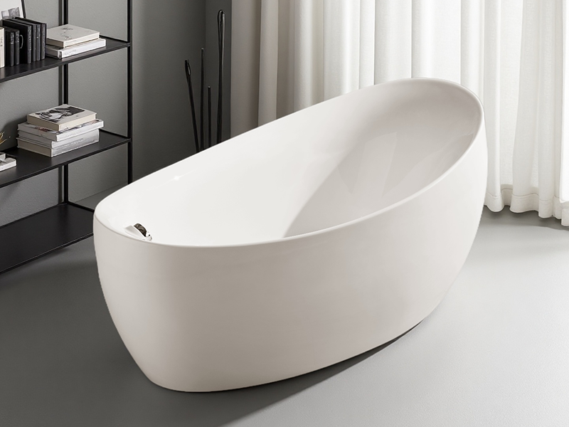 European-Style Classic White Oval Acrylic Freestanding Bathtub Modern Design Massage Function Indoor Pool Free Standing