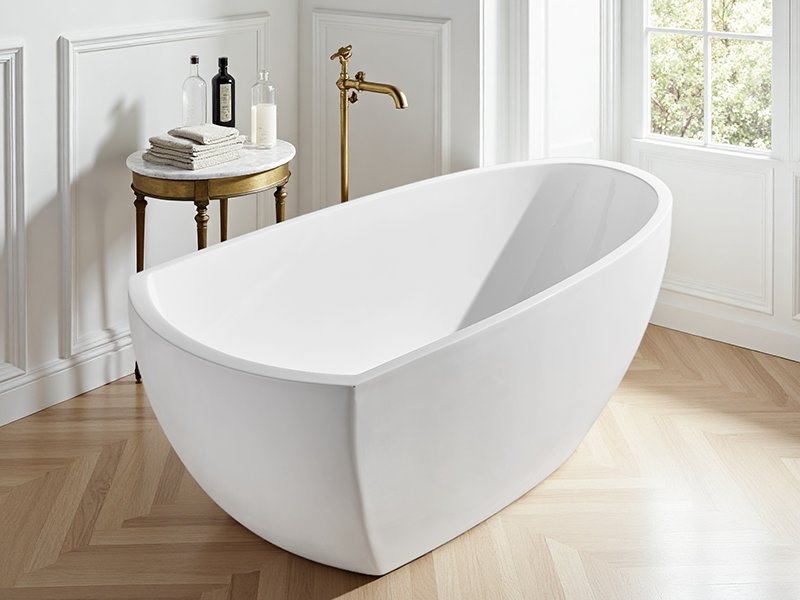 Best Seller Modern Style Home Hotel Freestanding Solid Surface Acrylic Bathtub Soaking with Drainer Included