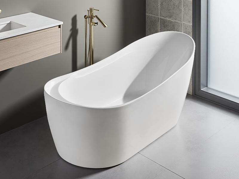 Modern Freestanding Oval Acrylic Bathtub Factory Wholesale Indoor Spa Tub with Drainer Accessory Luxurious Hotel Bathroom Use