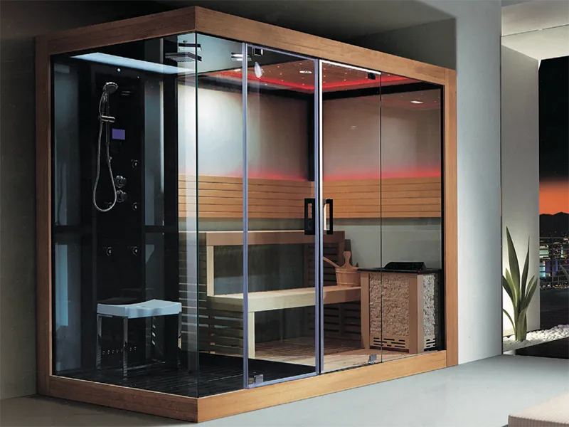 Large Combined Wet and Dry Shower With Sauna and Steam Room Includes Stove Heating