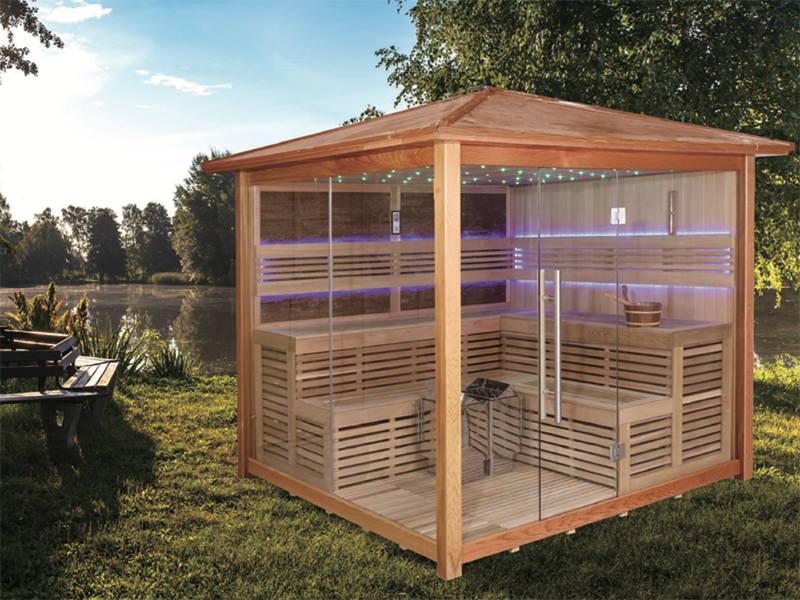 Canadian Red Cedar Wood Solid Wood Sauna Room Modern Design 4-6 Person Outdoor Steam Sauna Stove