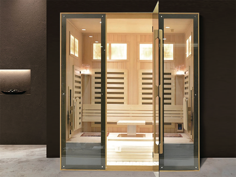 4-6 Person Indoor Sauna Canadian Red Cedar Wood Sauna Room Commercial Sauna